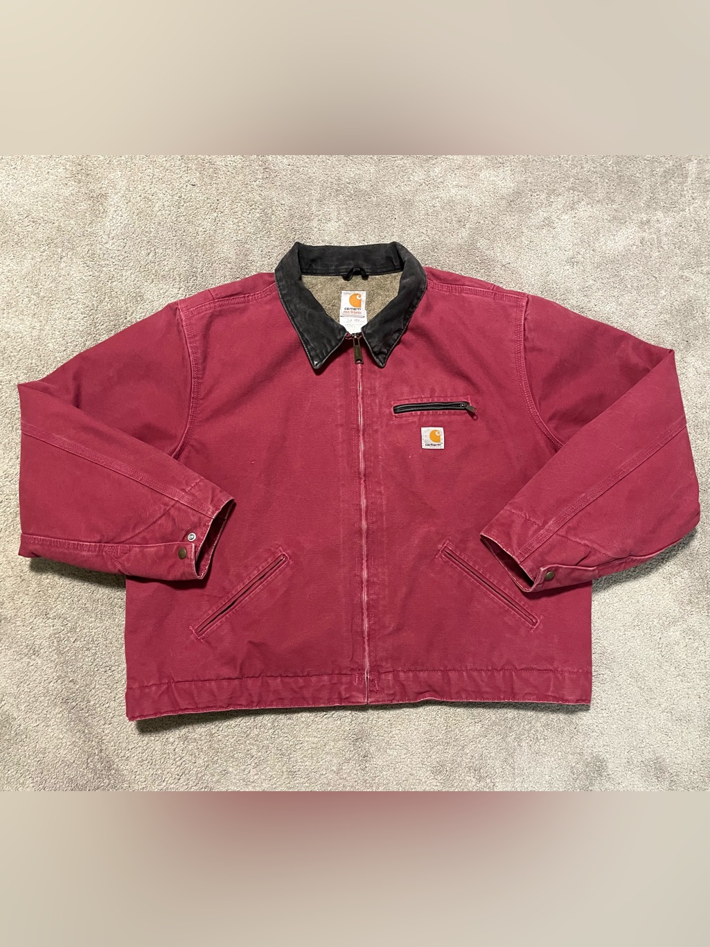 Vtg Carhartt Detroit Jacket Women’s 2xl Wj097 Rby Raspberry Pink Sherpa Lined